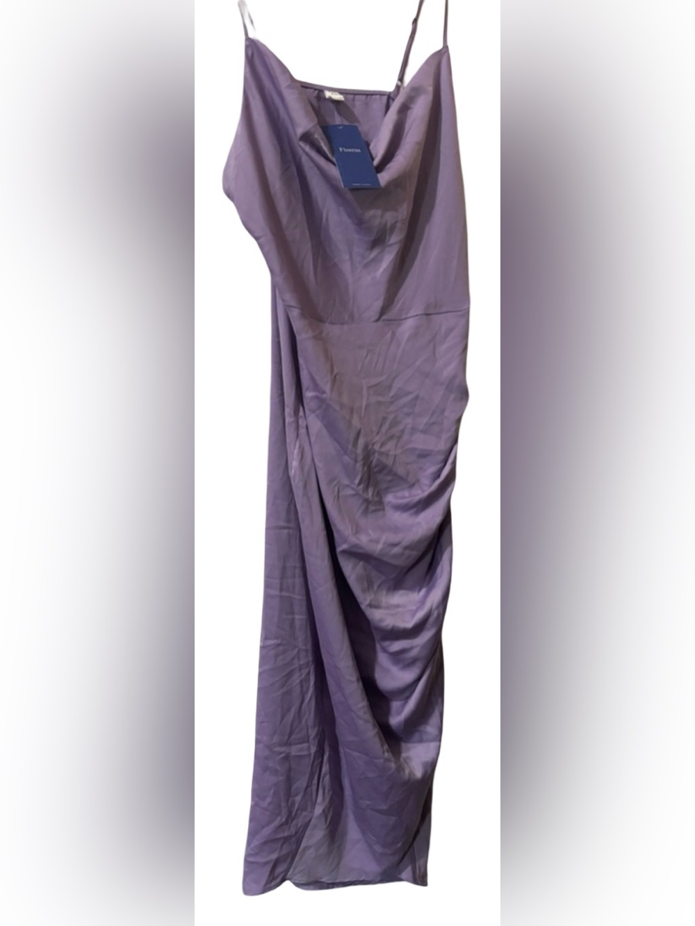 Floerns Lavender Satin Cowl Neck Mini Dress NWT Spaghetti Strap Wrap Party Slip